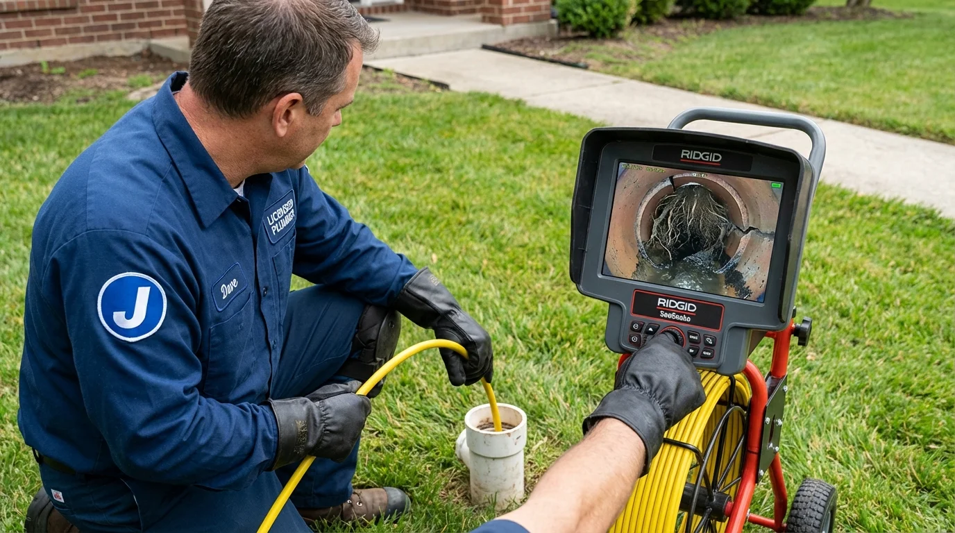 Sewer camera inspection being performed by Johns Plumbing LLC in Cool