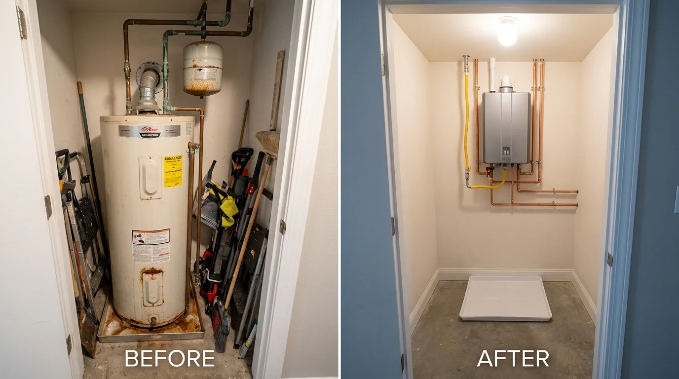 Tank water heater versus wall-mounted tankless unit comparison for Cool, CA homeowners