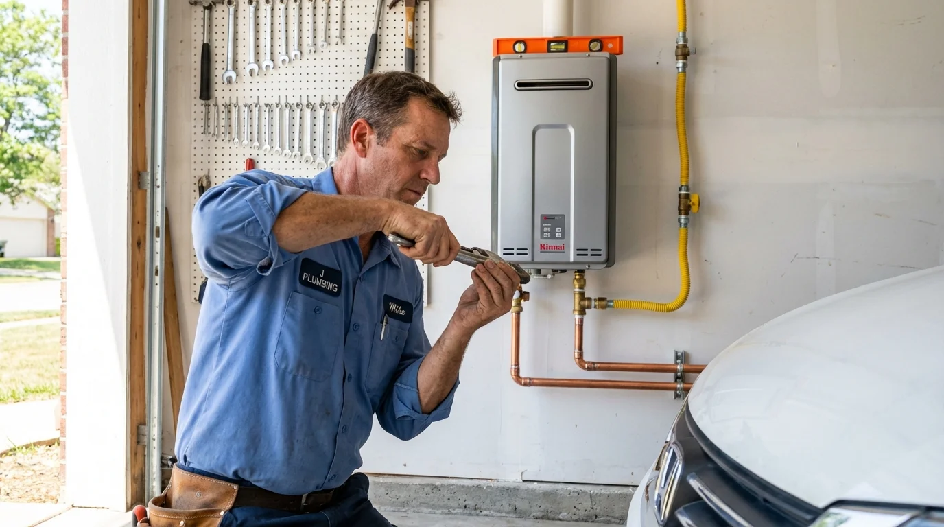 Tankless water heater installation by a Johns Plumbing LLC plumber in Cool